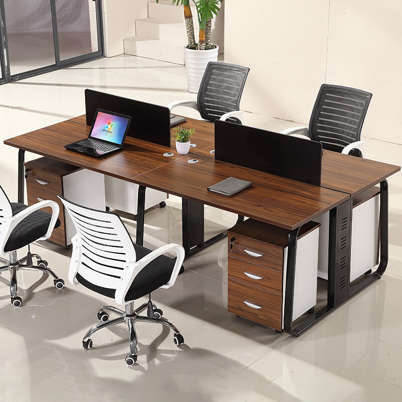 Office furniture office small single computer desk staff table four 4-person staff desk table and chair combination