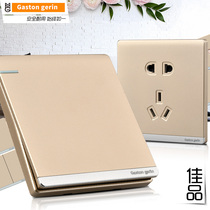 Melan Zhilan Champagne golden switch socket 86 Type home 1 open 5-hole socket with bb1LA2eoyM