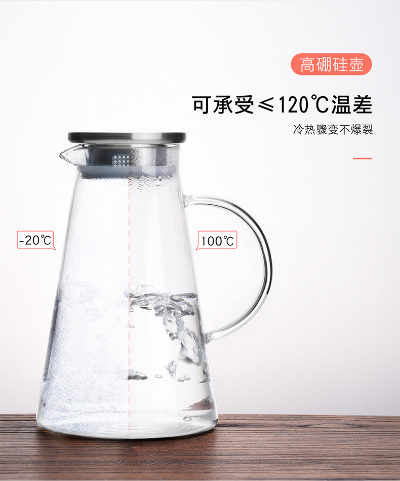 Ấm đun nước thủy tinh lạnh nhiệt độ cao chống cháy nổ hộ gia đình cốc nước lạnh chịu nhiệt đặt bình phong cách châu Âu bình đựng dung tích lớn - Tách bình đá giữ nhiệt