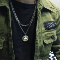  Tide brand hollow cartoon XX smiley face pendant men and women couple necklace HIPHOP hip-hop Harajuku personality jewelry men and women