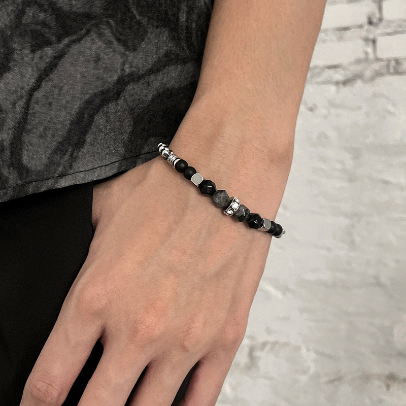 G-Overshare Marble Beaded Men's Bracelet Versatile Titanium Steel Niche Unisex Simple Trendy Patchwork Bracelet G-Overshare Marble Beaded Men's Bracelet Versatile Titanium Steel Niche Unisex Simple Trendy Patchwork Bracelet