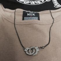  Tide brand faith personality concave letters Ancient silver retro rose gold shirt sweater chain couple wild handcuff necklace