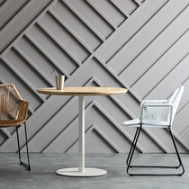Nordic modern simple minimalist solid wood small round table ins coffee shop milk tea restaurant table and chair combination