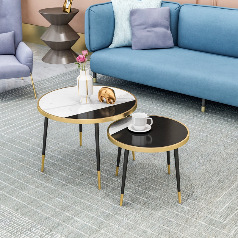 Sofa marble side table modern minimalist light luxury tempered glass small apartment seating corner table Nordic coffee table