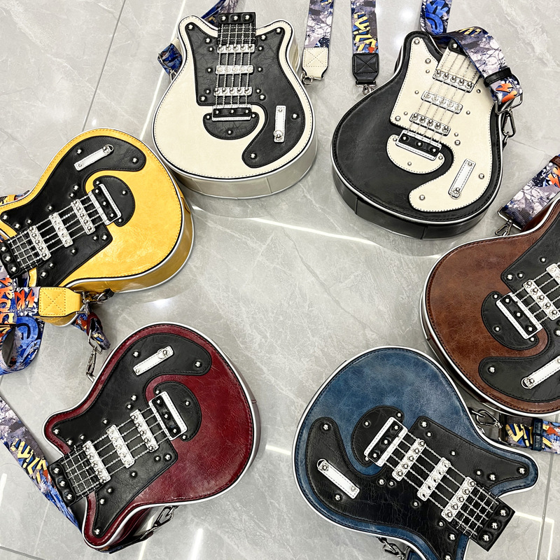 Cross-Border Women's Bags, European and American Shoulder Bags, Handmade Women's Bags, Guitar-Shaped Handmade Women's Bags, Amazon Women's Bags