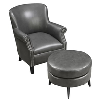 Nordic leather sofa stool living room round shoe stool gray leather Pier tiger chair pedal single leisure sofa