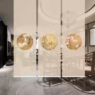 Modern Chinese flower and bird triple screen partition living room bedroom balcony study balcony shade retro roller blind