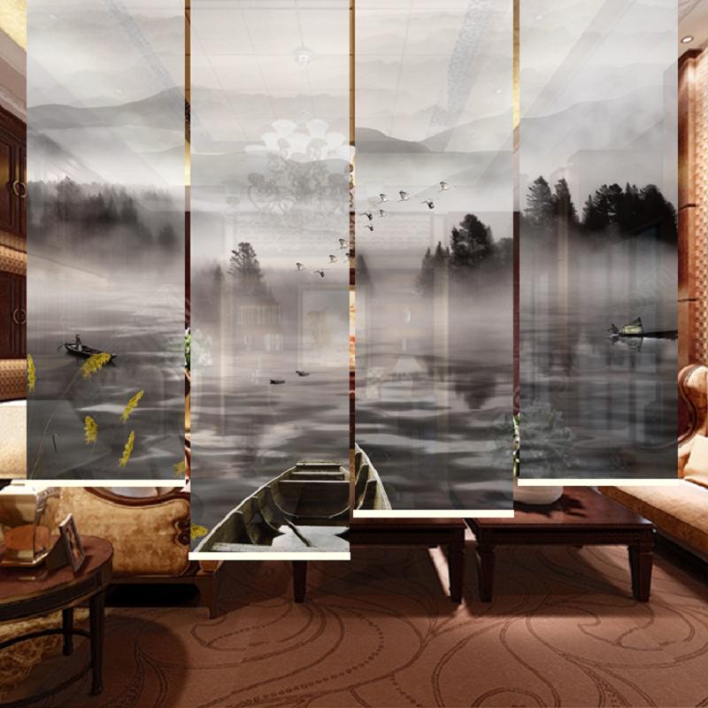 Chinese style classical ink landscape artistic conception screen partition office study living room sunshade heat insulation roller blind