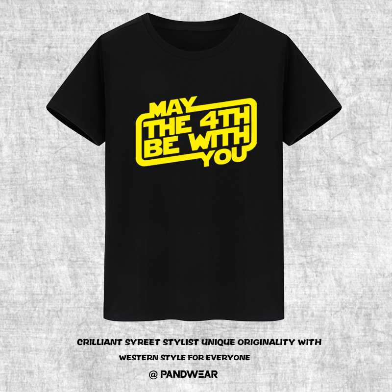 Star Wars 7 May the Force Be with You Short-Sleeved Pure Cotton T-Shirt for Male and Female Students