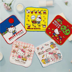 [5-Pack] Cartoon Anime Girls' Small Towels, Absorbent and Cute Kt Cat Toddler Saliva Towels, Square Handkerchiefs