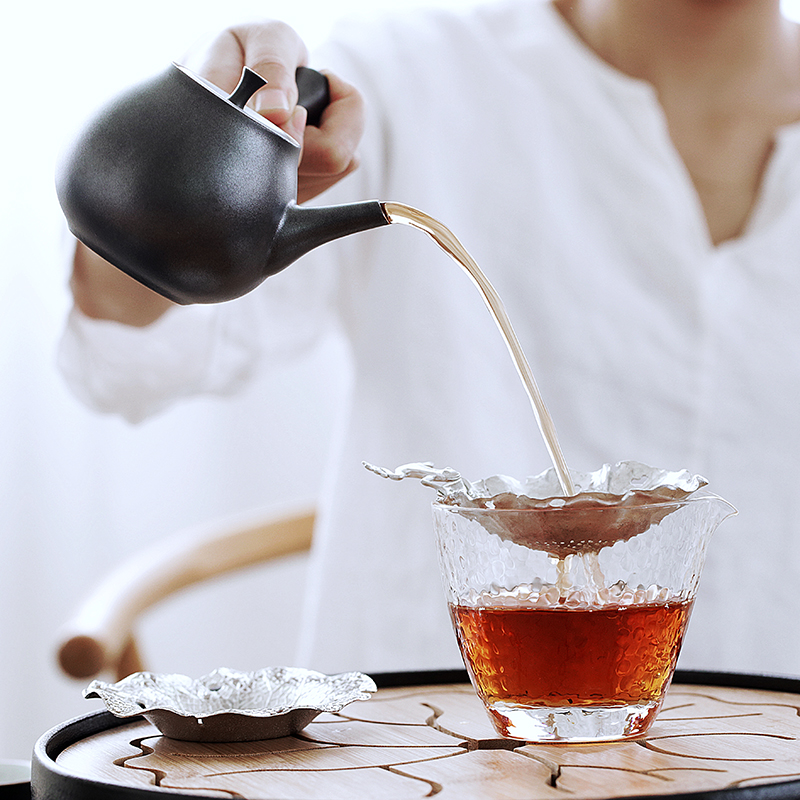 Japanese kung fu tea set suit, black pottery side girder teapot home office of a complete set of contracted small ceramic tea tray