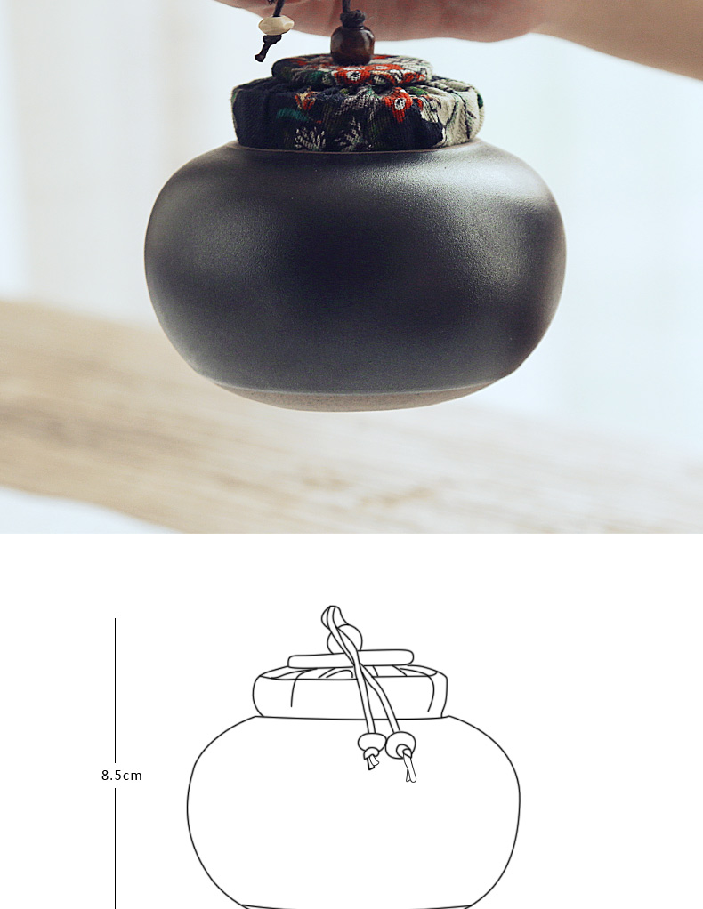 TaoZi caddy fixings small ceramic seal tank mini tea pot portable travel box of pu 'er tea tea storage warehouse