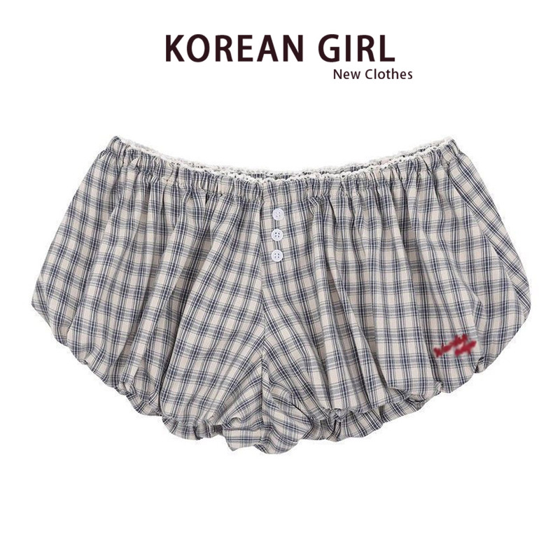 Gray Plaid Bud Shorts for Women, Summer Sweet and Cool Style, Ultra-Short Skirt Pants for Petite Figures, Low-Waisted Bubble Pants, Casual Pants Gray Plaid Bud Shorts for Women, Summer Sweet and Cool Style, Ultra-Short Skirt Pants for Petite Figures, Low-Waisted Bubble Pants, Casual Pants