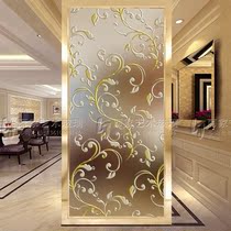 Carved art glass sink living room partition aisle porch entrance screen frosted transparent background pattern gold