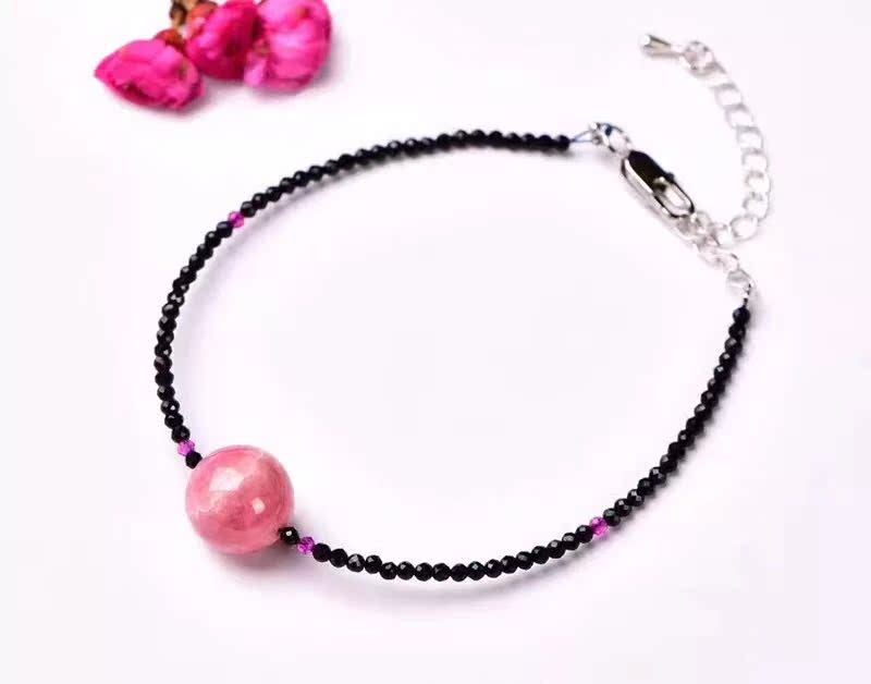 Spinel đen tự nhiên lỏng hạt bán thành phẩm lỏng vòng hạt mì vòng 2 vòng đeo tay vòng chân ren cổ áo xương đòn - Vòng chân vòng đeo chân nữ