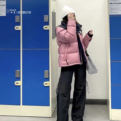 The north face, удерживающие тепло джинсы с начесом, пуховик, в корейском стиле