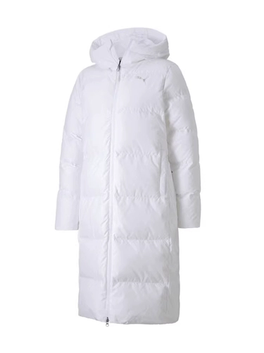 Puma, демисезонный бархатный удерживающий тепло длинный спортивный пуховик с капюшоном, утиный пух