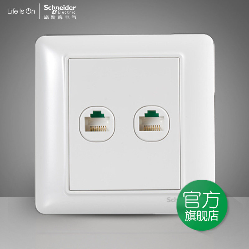 Schneider switch socket Rui Yi white dual computer dual two-digit information socket