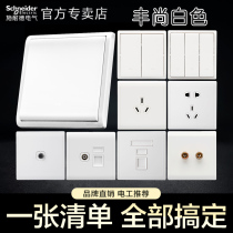 Schneider Fengshang White switch socket one open single open double Open single control dual control computer TV five holes