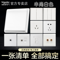 Schneider Fengshang white switch socket one open single open double open single control double control computer TV five holes