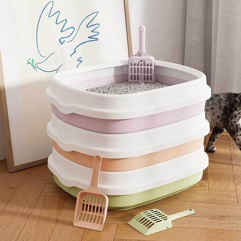 Large Size Cat Litter Basin Semi Enclosed Cat Toilet Detachable Kitty Plastic Pet Supplies Open Plastic Cat Sand Basin-Taobao