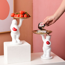 Creative Polar Bear Floor Swing Piece Living Room Xuanguan Tray Hotel TV Cabinet Home Decoration Items Containing Fruit Pan