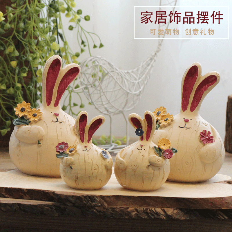 Creative Home Resin Cute Fat Garlic Rabbit Decorations Swing Parlor TV Cabinet Retro Craft Gift Hem Accessories