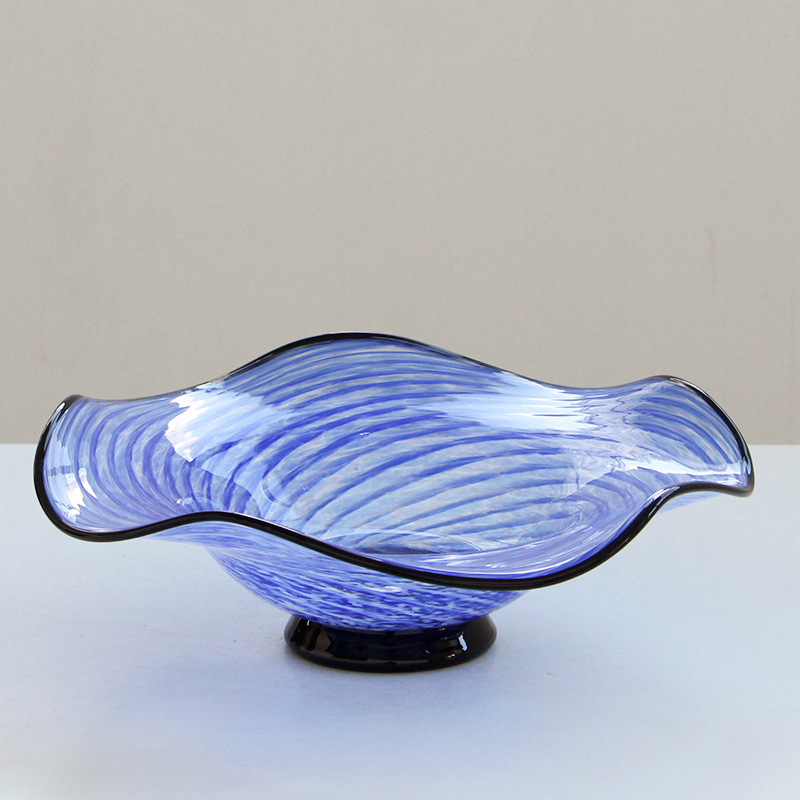 Christmas Simple Modern Blue Striped Glass Fruit Plate Living Room Coffee Table Dining Table Creative Storage Tray Plate Christmas Simple Modern Blue Striped Glass Fruit Plate Living Room Coffee Table Dining Table Creative Storage Tray Plate