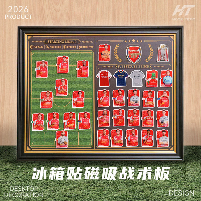 Football Refrigerator Magnet Metal Backing Tactical Board Football Field Tactical Board Photo Frame Ornament