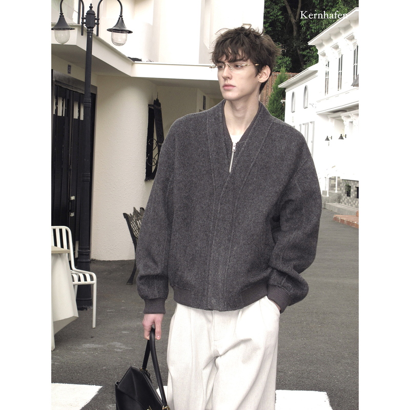 Short Woolen Coat for Men, High-End Fake Two-Piece Double-Sided Woolen Coat |   Kernhafen