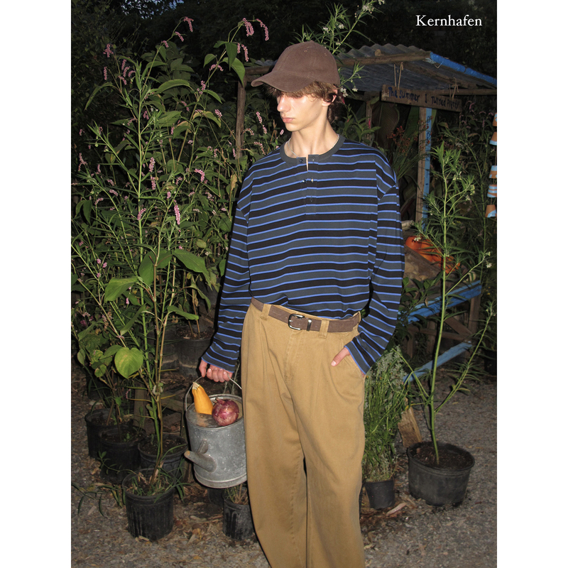I'M Really Good at Dressing! Color-Blocked Striped Henry Collar Long-Sleeve T-Shirt | Kernhafen I'M Really Good at Dressing! Color-Blocked Striped Henry Collar Long-Sleeve T-Shirt | Kernhafen