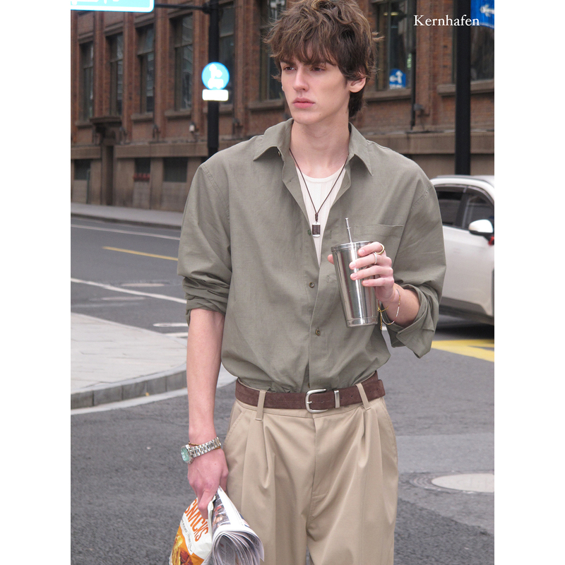 Today Is a Green Good Mood Day Single-Pocket Cotton and Linen Men's Thin Casual Shirt |   Kernhafen