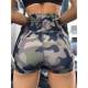 High-Waisted Camouflage Tight-Fitting Fitness Shorts for Women with Side Cross Hollows, Sexy Yoga Pole Dancing Sports Shorts