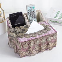 Cloth Art Lace Decoration Living Room Containing Paper Towel Box Remote Control Box Home Finishing Box Au Style Rectangular Brief embroidered