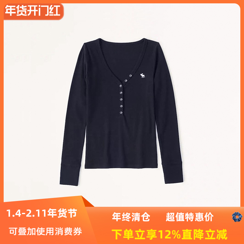 Pure Desire Spring and Autumn Hot Girl Af Henry Knitted Sweater Slim Fit Sexy V-Neck Long Sleeve Ribbed Buttoned Base Top