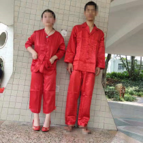 Wedding wedding supplies Bride wedding top bottom pajamas Dragon and phoenix coat bottom bottom imitation ice silk red dress