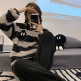 Коралловая бархатная демисезонная пижама, флисовый фланелевый бархат, плюшевый комплект, женский стиль, популярно в интернете, большой размер