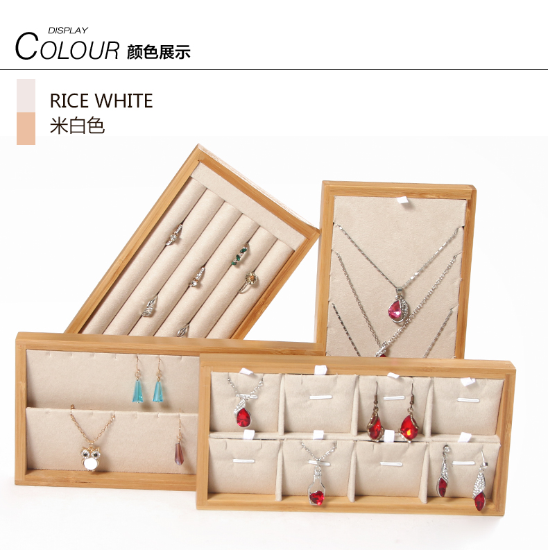 Wanghai tre tự nhiên và đồ trang sức bằng gỗ hiển thị khay vòng cổ vòng đeo tay bông tai lưu trữ khay đồ trang sức hiển thị đạo cụ - Vòng đeo tay Clasp vòng tay trơn vàng 18k