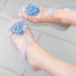 1Children's Jelly Shoes, Girls' Roman Crystal Plastic Sandals, Women's Model 2026 New Style, Transparent and Suitable for Wet Water Activities