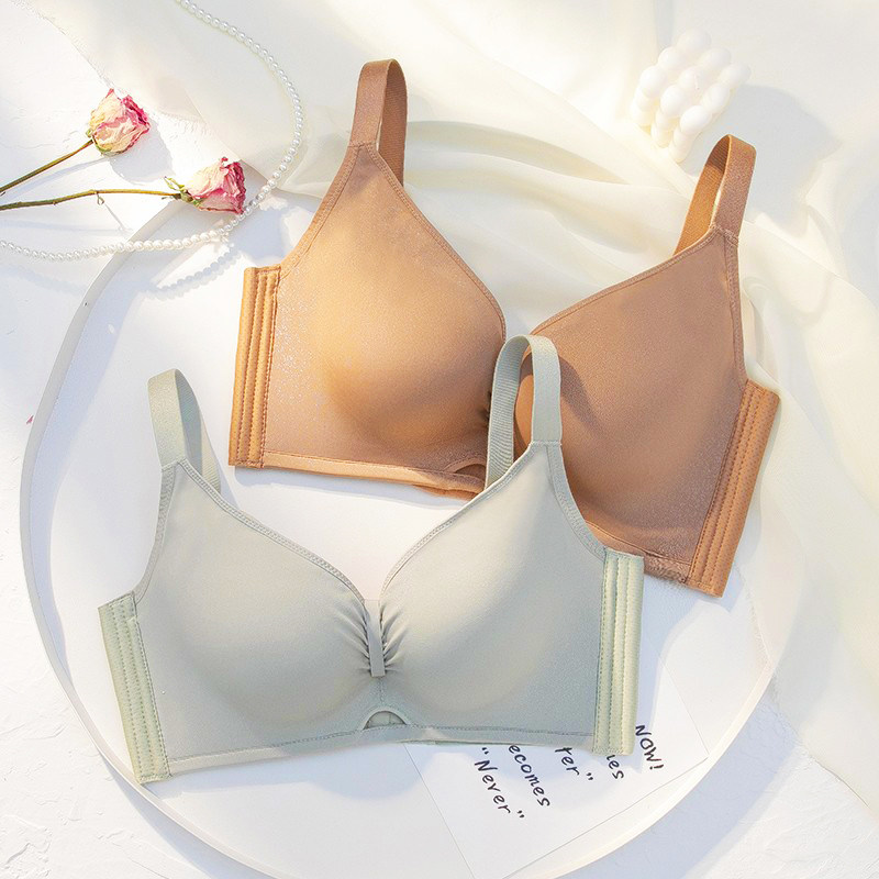 Summer seamless comfortable breathable medium thick no steel ring bra women's small chest gathered to show big brand counter underwear