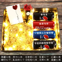 Черный*2+красный*1+синий*1+поздравительная карта+световая струна+желтая лоффи [длинная банка супер большая подарочная коробка]