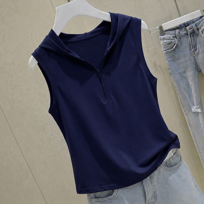 Hooded Vest for Women 2026 Summer New Style Loose Versatile Casual Sports Sleeveless T-Shirt Trendy Top ins