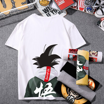 Short-sleeved mens T-shirt mens tide Goku national tide anime printing summer new trend brand trend loose cotton T-shirt