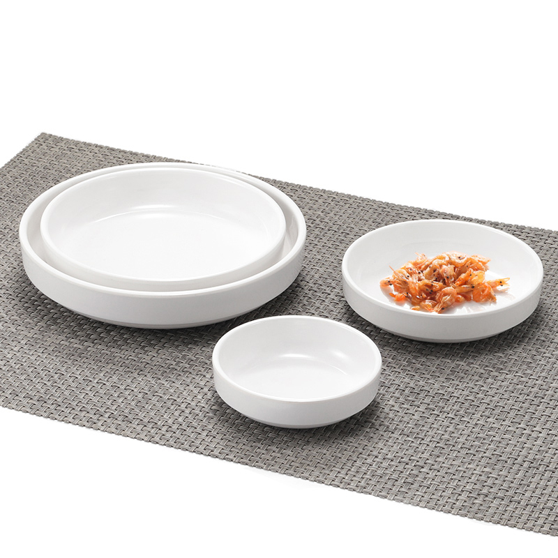 Melamine Korean-Style Side Dish Plate, Imitation Porcelain Tableware, White Round Side Dish Plate, Restaurant Hotel Small Plate, Commercial Use