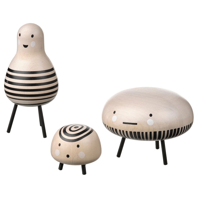 Ikea Ikea Davita Character Decorations Gift Cartoon Ornaments 3-Piece Set Solid Wood/Black Genuine Free Shipping