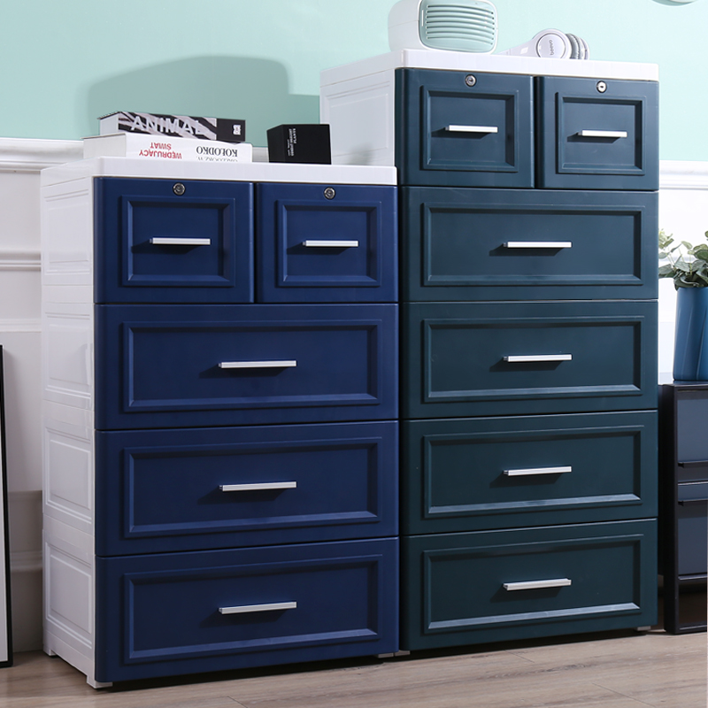 Thickened European-style storage cabinet drawer-type children's wardrobe baby plastic box baby multi-layer locker five-drawer cabinet