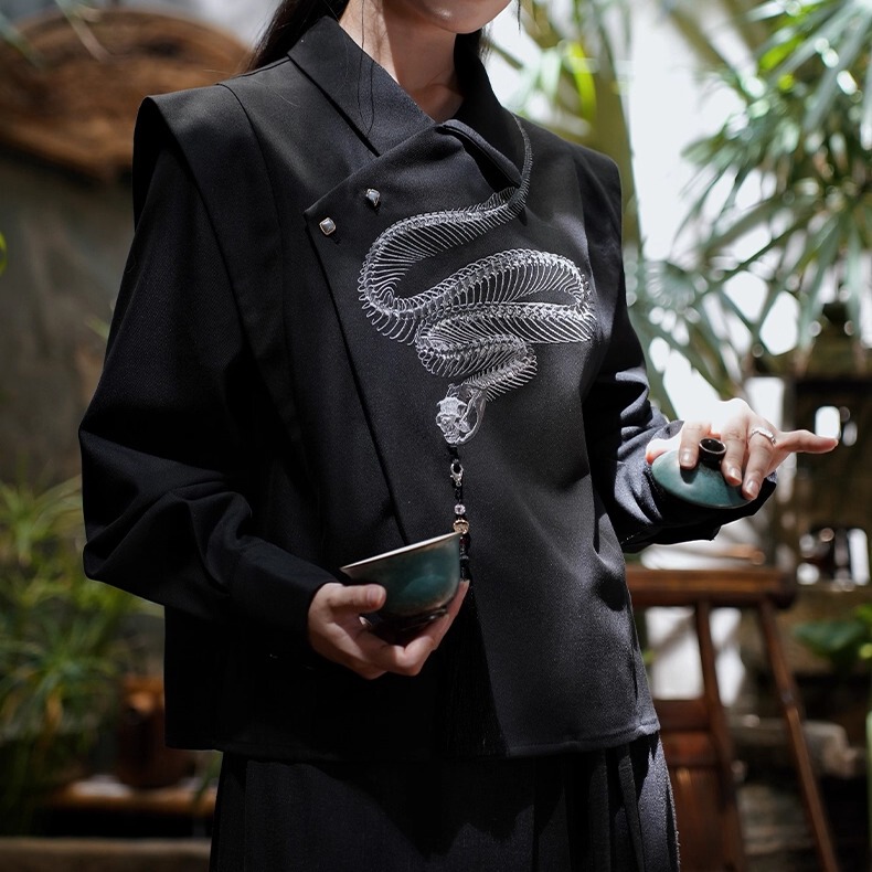 【Snake Bone】Fenghua Guoguo Lin Original New Chinese-Style Heavy Embroidery Shirt, Unisex Style for Both Men and Women
