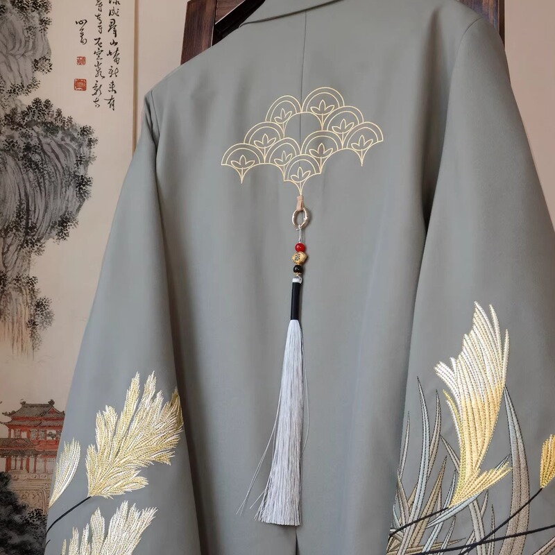 【Reed Windbreaker】 Fenghua Original New Chinese Style Improved Heavy Embroidery Windbreaker Commuting Versatile Long Coat