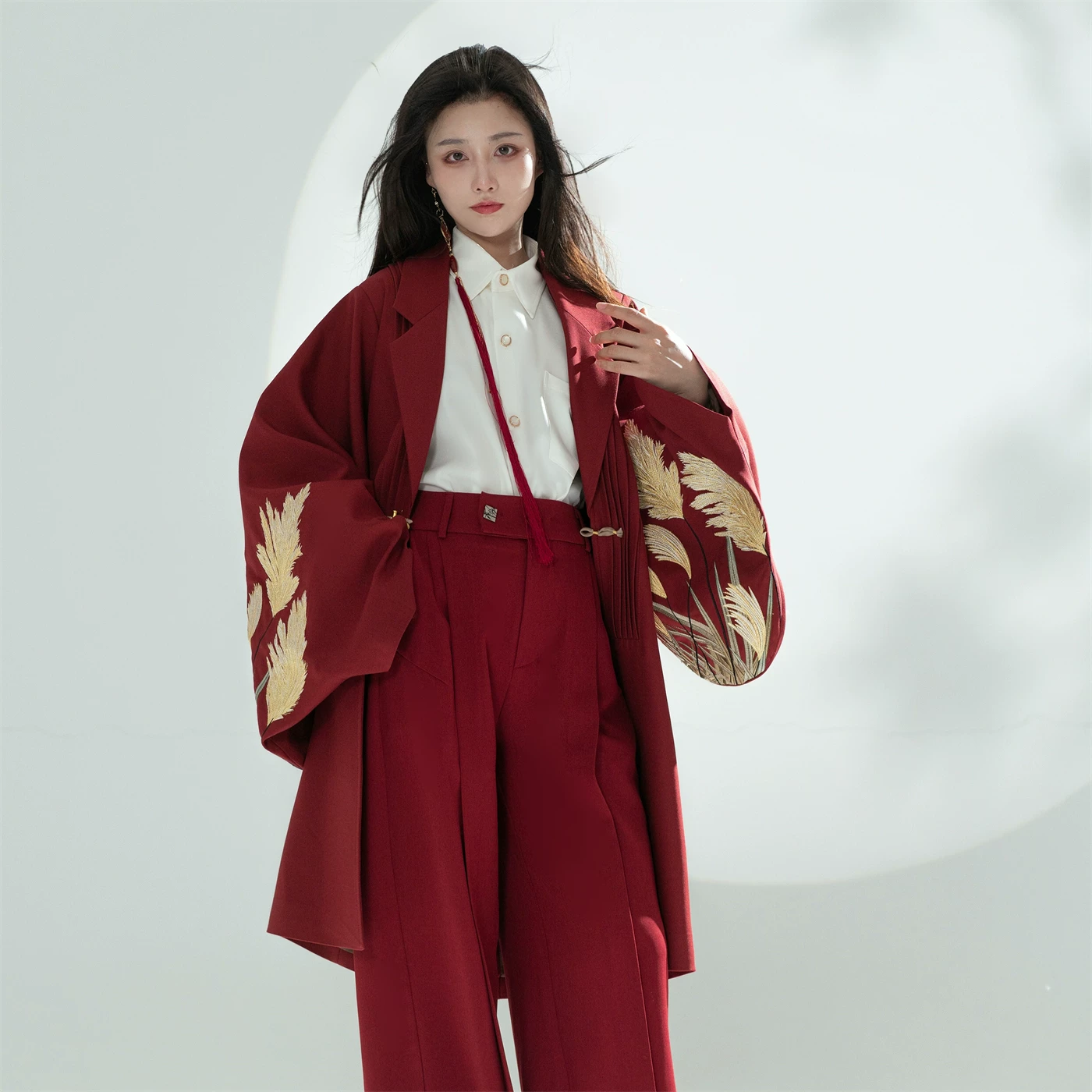 Подлинное trenches coat, пиджак, китайский стиль, с вышивкой