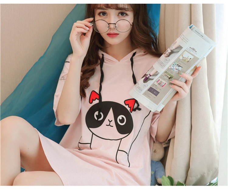 Nam Cực lỏng lẻo phiên bản Hàn Quốc của áo ngủ nữ nửa mùa hè tay áo có thể mặc bên ngoài váy ngủ cotton phục vụ nhà 2018 mới đầm nữ
